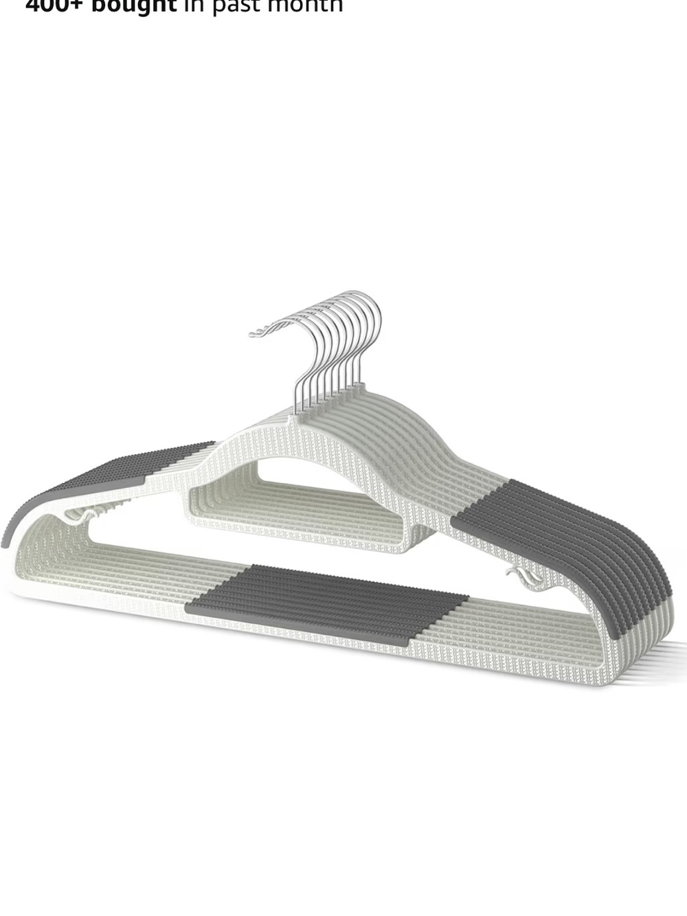 Space Saver Non-Slip Plastic Clothes Hangers - White with Gray Accents 20 pack